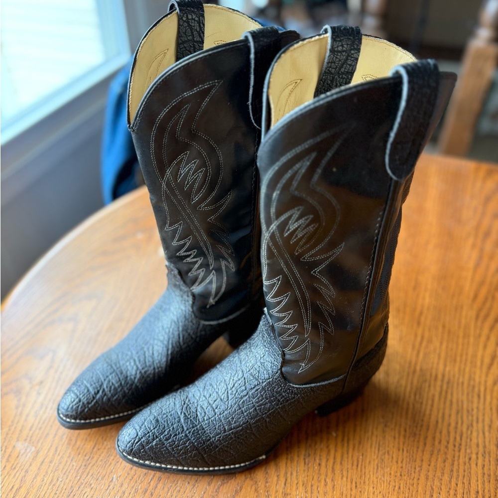 Vintage Black Bronco Western Cowboy Boots
